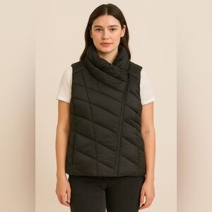 Nicole Miller Black Quilted Puffer Vest